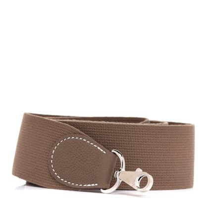 Hermes Toile Taurillon Clemence Shoulder Strap Etoupe 1 of 5