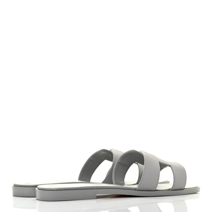 Hermes Epsom Oran Sandals 37 Bleu Glacier 3 of 4