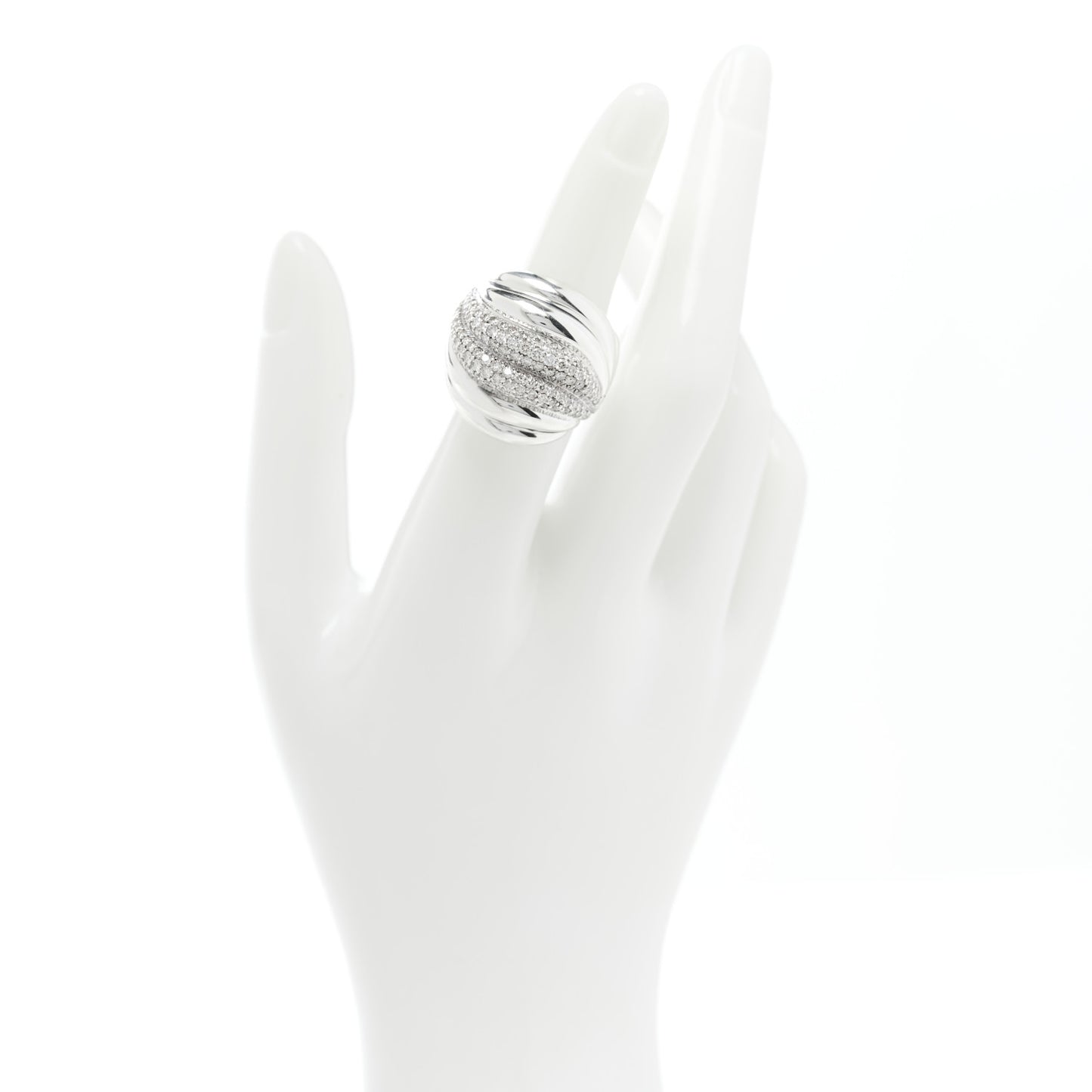 Sterling Silver Diamond Sculpted Cable Ring 52 6