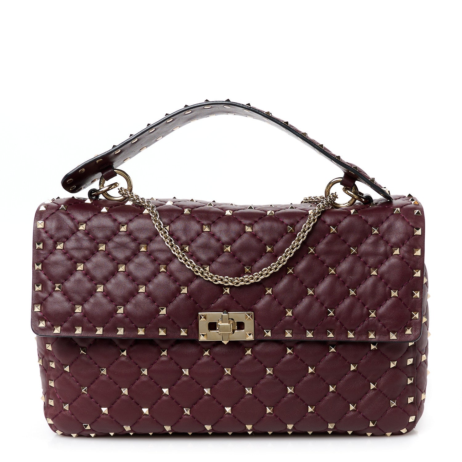 Valentino Garavani Nappa Large Rockstud Spike Shoulder Bag Rubin 1 of 11