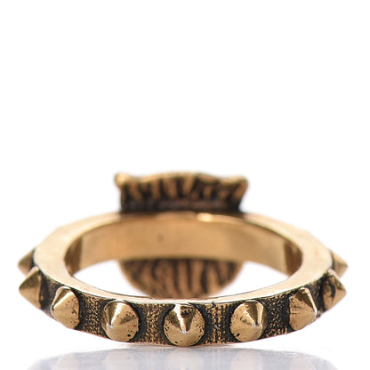 Gucci Metal Feline Head Ring 62 10 Aged Gold 4 of 7
