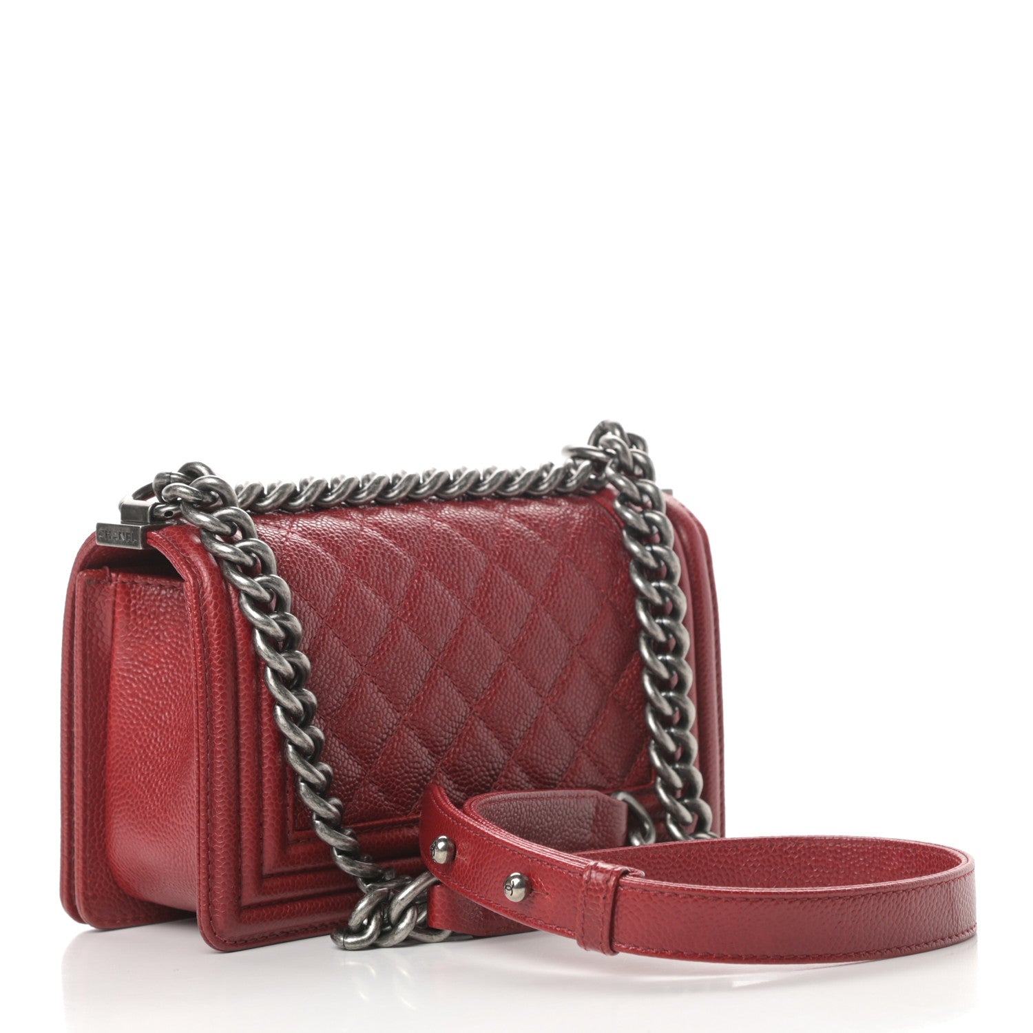 Chanel Caviar Quilted Small Boy Flap Dark Red 3 of 11