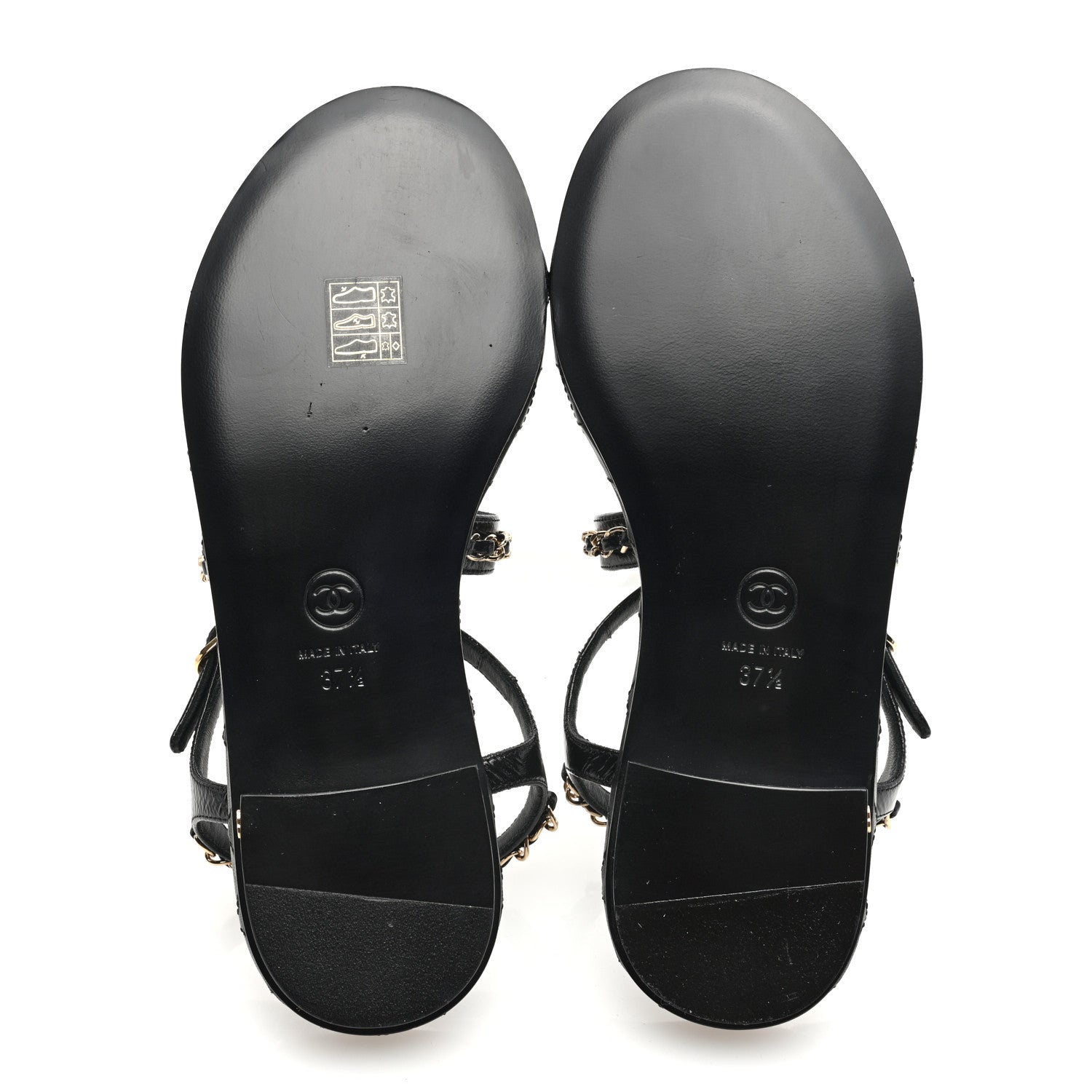 Chanel Calfskin Chain Sandals 37.5 Black 5 of 8