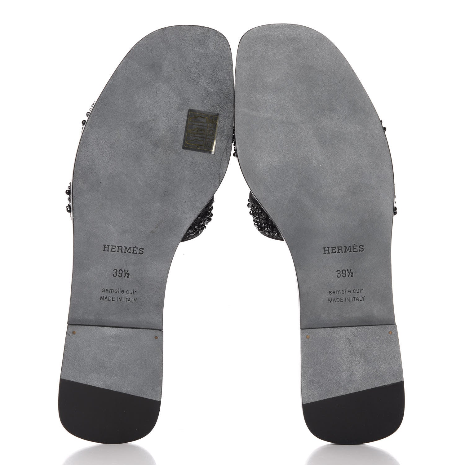 Hermes Goatskin Crystal Oran Sandals 39.5 Black 5 of 10