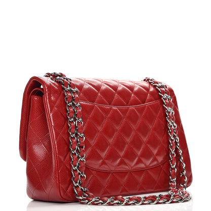Chanel Caviar Quilted Jumbo Double Flap Red 4 of 10