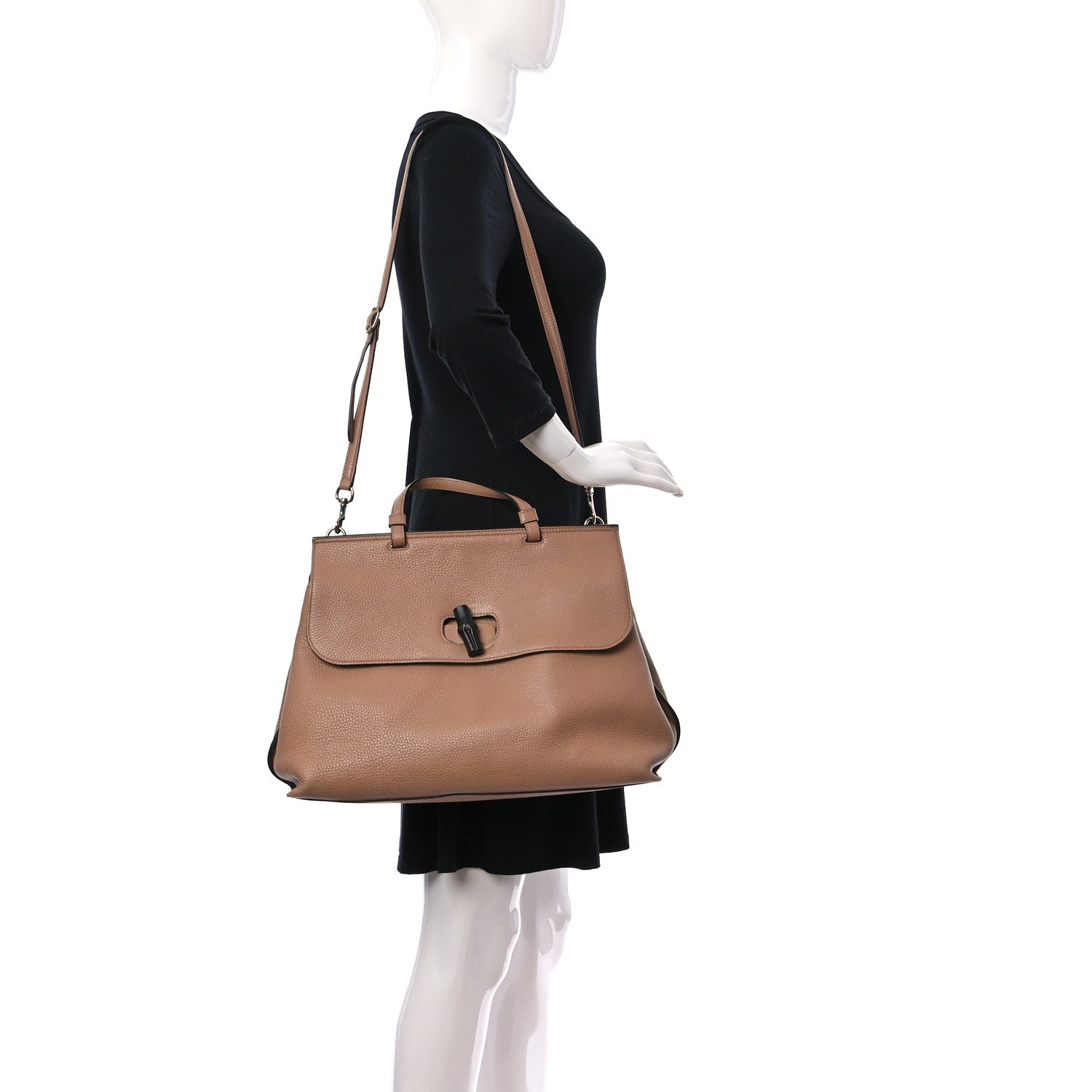 Gucci Cellarius Calfskin Large Bamboo Daily Top Handle Bag Camelia 2 of 12
