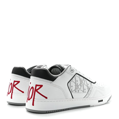 Christian Dior X SHAWN STUSSY Smooth Calfskin Oblique Mens B27 Low Top Sneakers 43 White Red 4 of 11