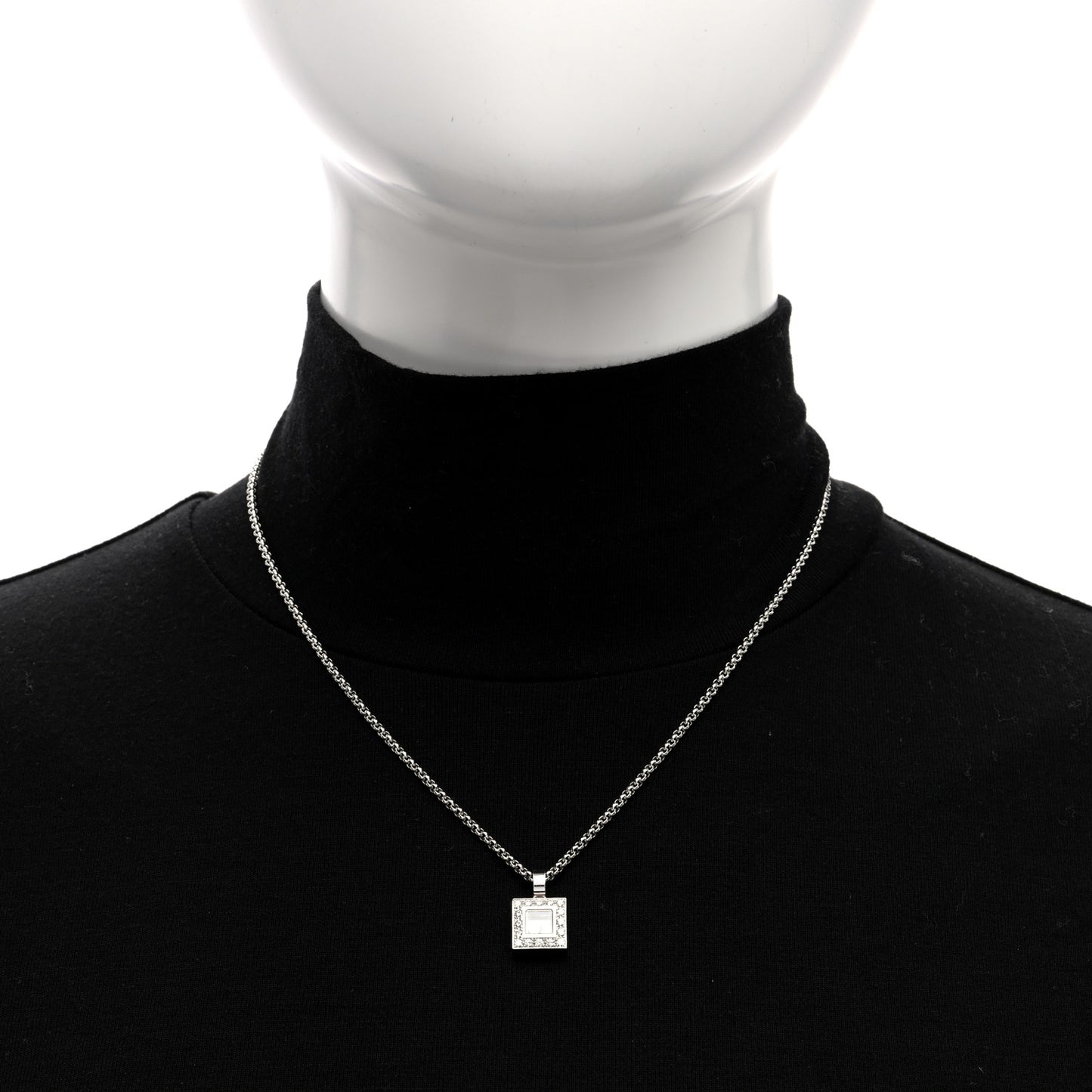 18k White Gold Happy Diamonds Icons Square Heart Necklace