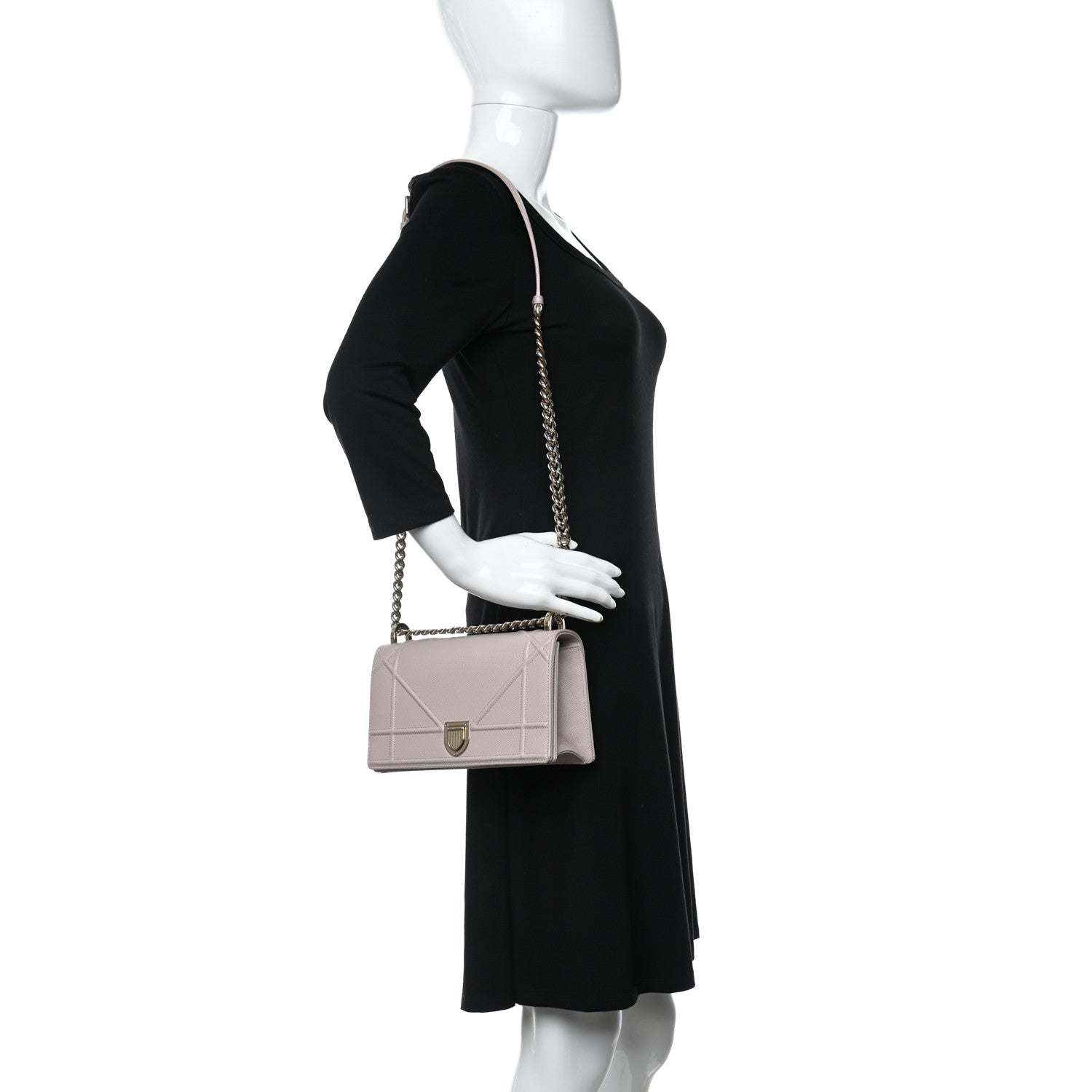 Christian Dior Grained Calfskin Small Diorama Flap Bag Rose Poudre 2 of 8