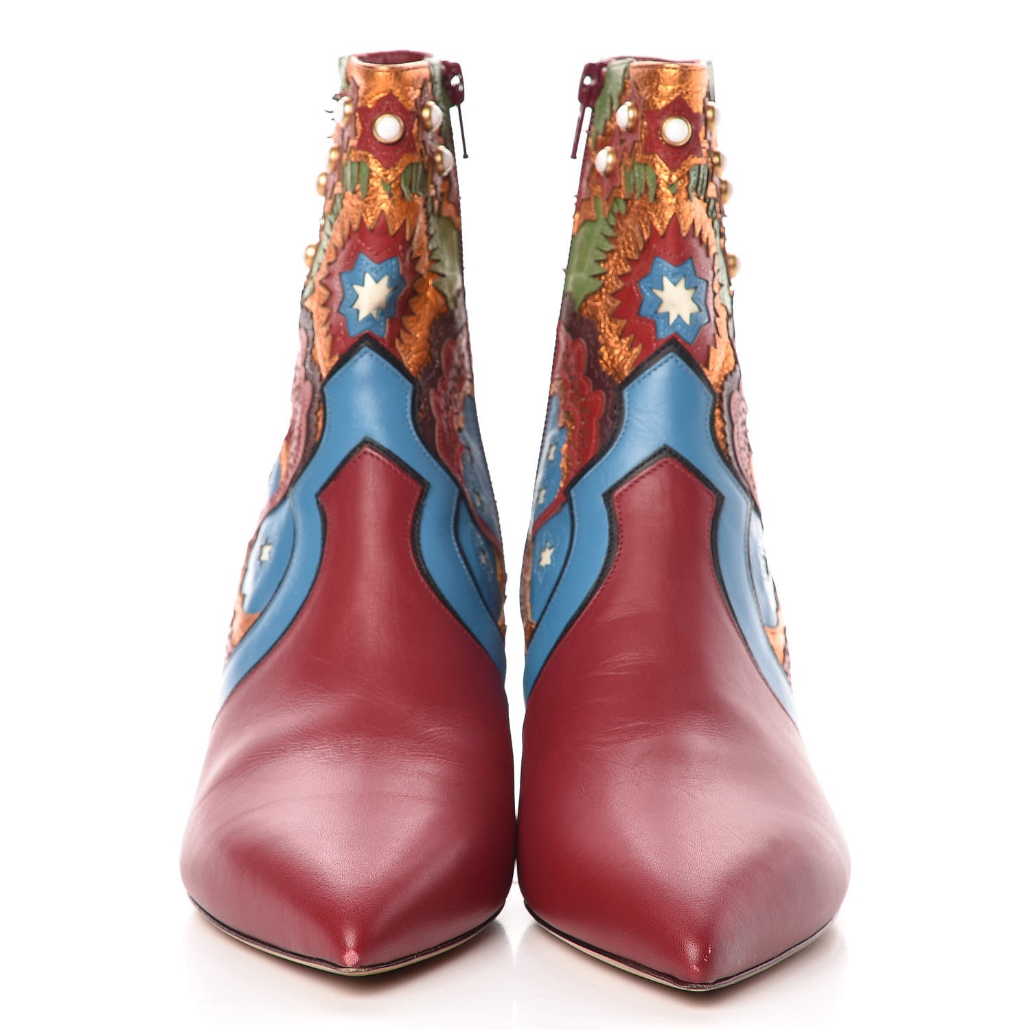 Valentino Garavani Calfskin Enchanted Wonderland Ankle Boots 41 Scarlet Multicolor 2 of 9