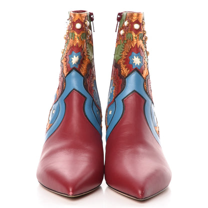 Valentino Garavani Calfskin Enchanted Wonderland Ankle Boots 41 Scarlet Multicolor 2 of 9