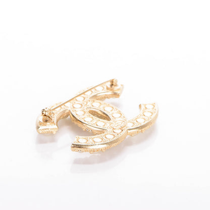 Chanel Pearl Crystal CC Brooch Gold 3 of 5