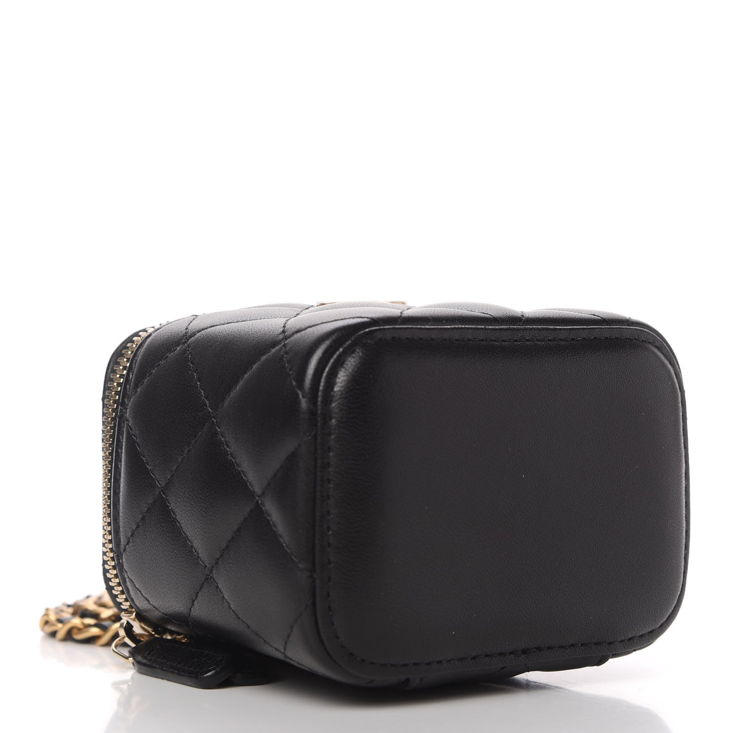 Chanel Lambskin Quilted Top Handle Mini Vanity Case With Chain Black 4 of 11