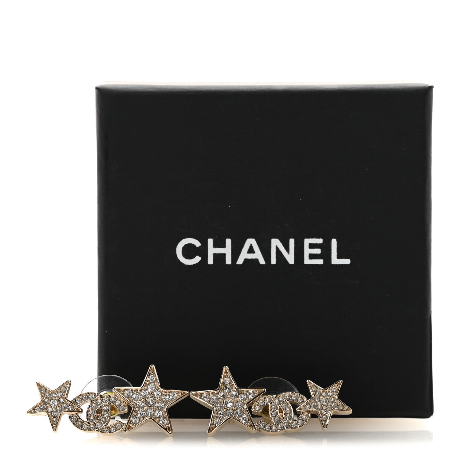 Chanel Crystal Star CC Earrings Gold 5 of 5