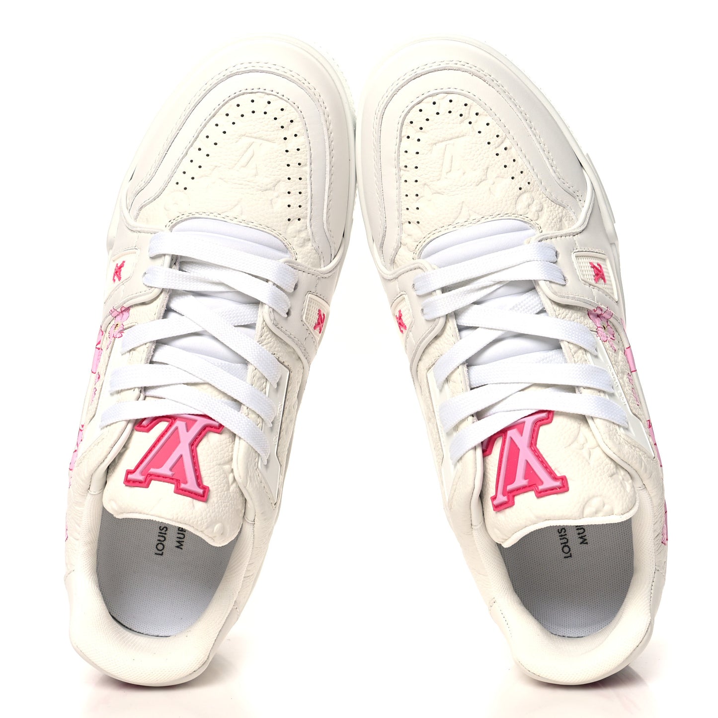 LV X TM Embossed Monogram Cherry Blossom LV Trainer Sneakers 37 White