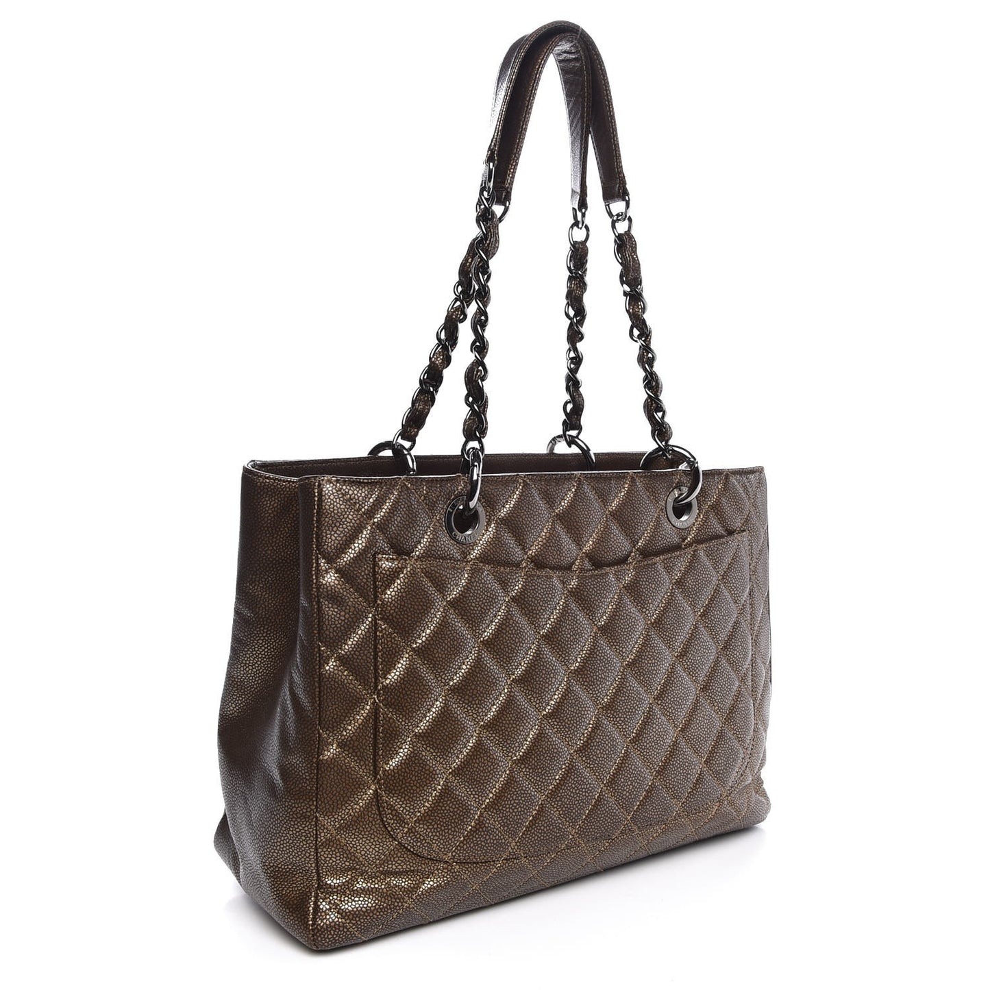 Metallic Caviar Quilted Grand Shopping Tote GST Bronze