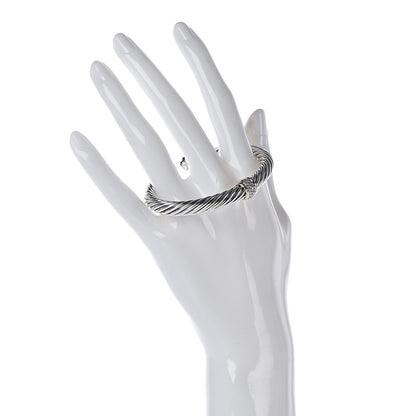 David Yurman Sterling Silver 18K Yellow Gold Diamond 7mm Cable Classics Station Bracelet 2 of 4