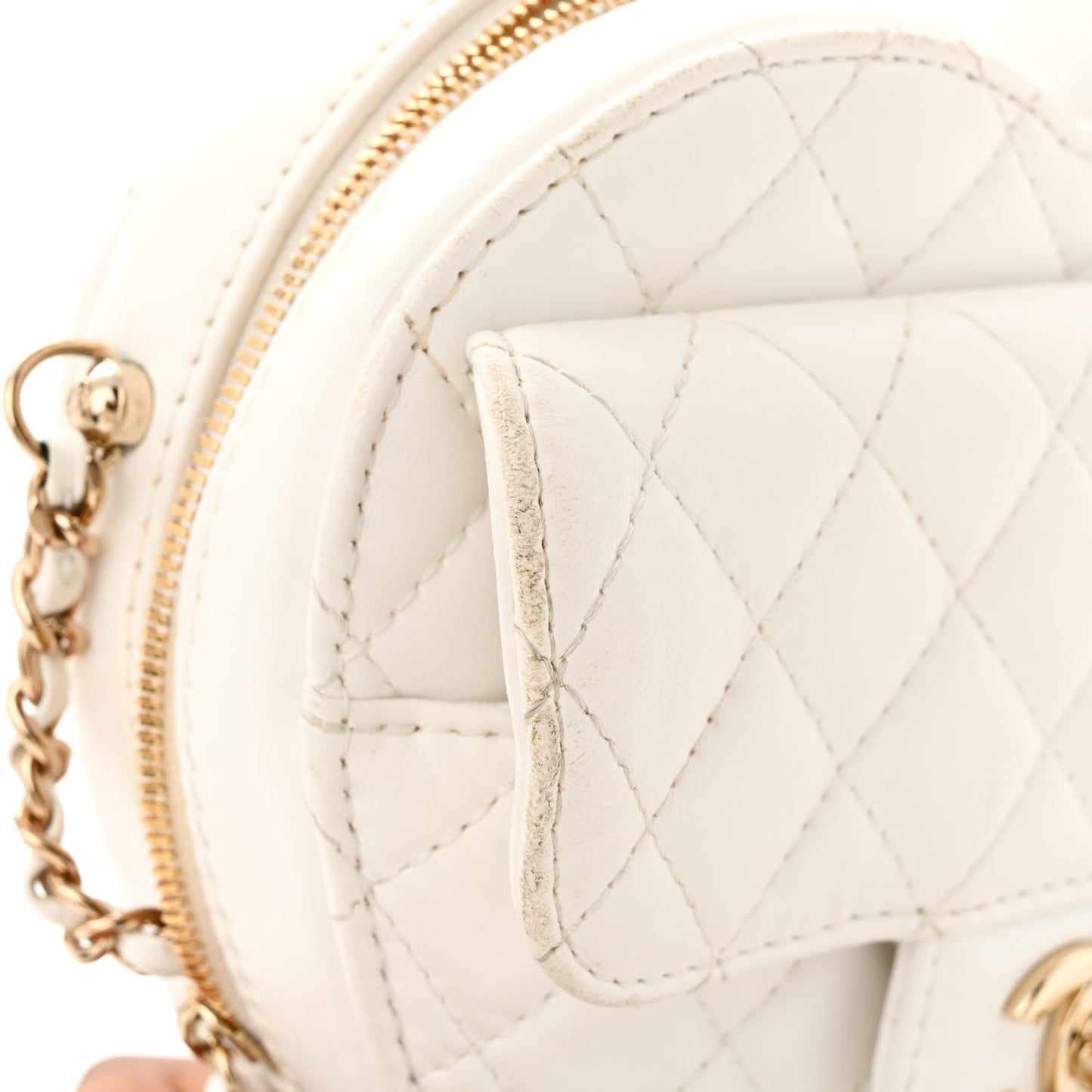 Lambskin Quilted CC In Love Heart Bag White