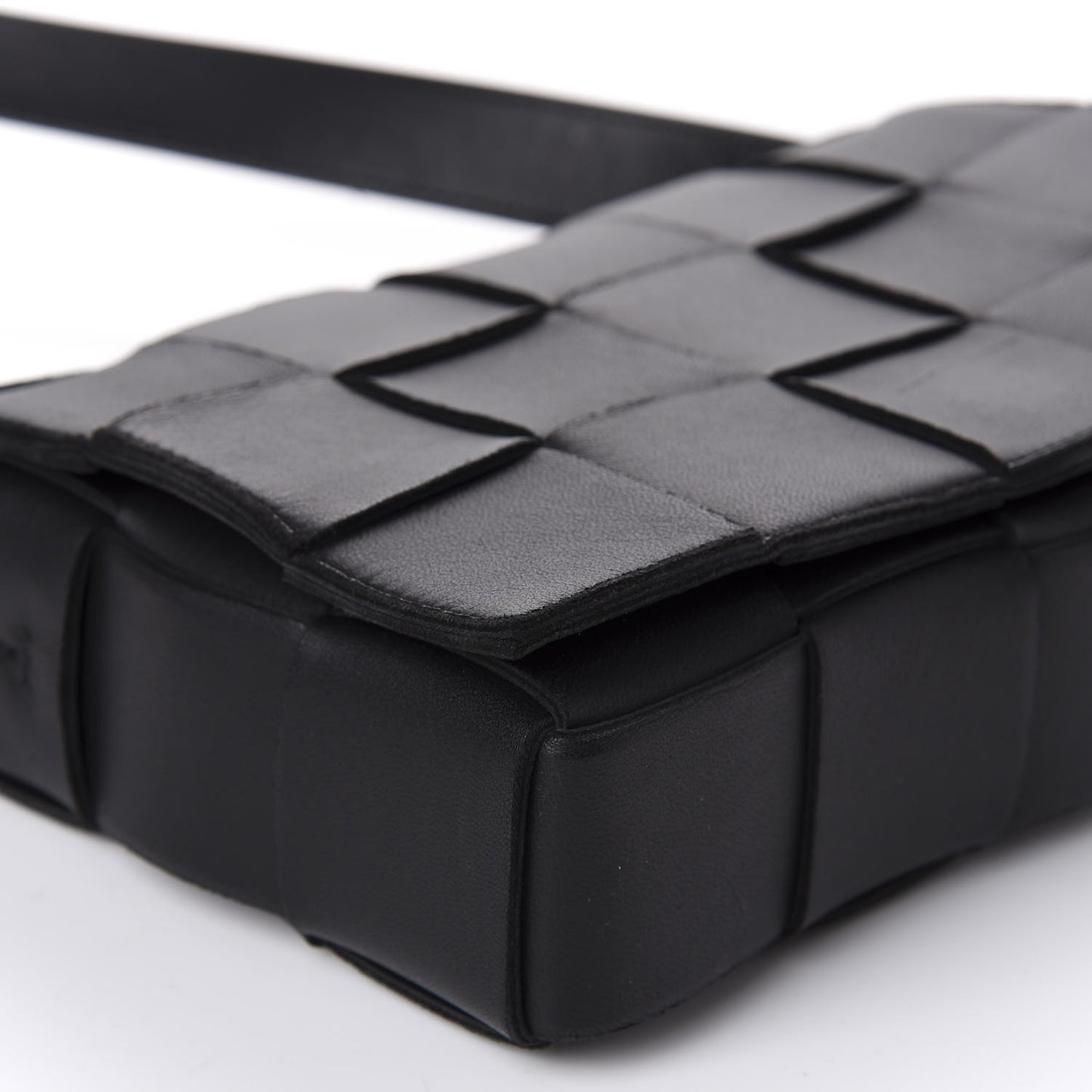 Lambskin Maxi Intrecciato Cassette Crossbody Bag Black