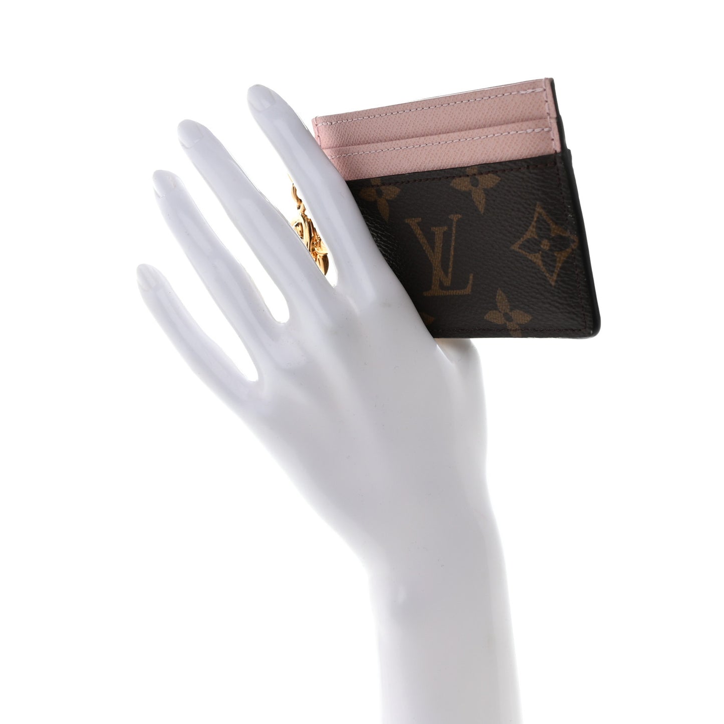 Monogram LV Charms Card Holder Rose Ballerine