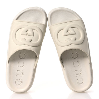 Gucci Soft Rubber Womens Interlocking G Platform 42mm Slide Sandals 37 Off White 2 of 10