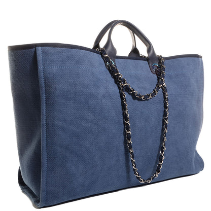 Chanel Canvas Deauville Large Tote Denim Blue 3 of 7