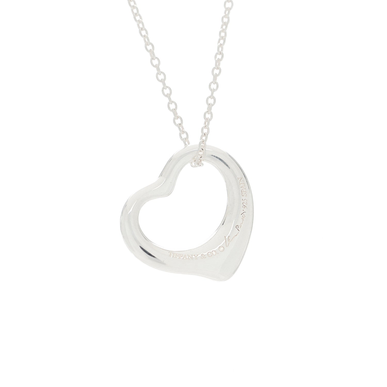 Tiffany Sterling Silver 16mm Elsa Peretti Open Heart Pendant Necklace 4 of 4