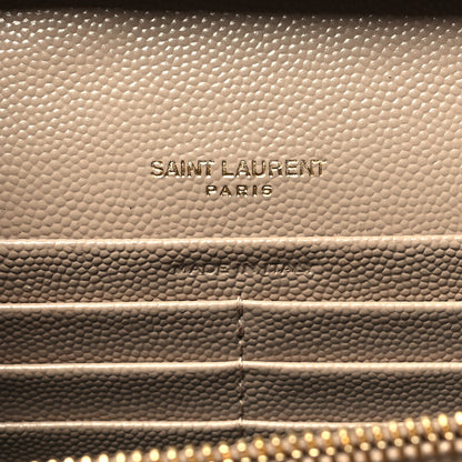 Saint Laurent Grain De Poudre Matelasse Chevron Monogram Chain Wallet Dark Beige 7 of 10