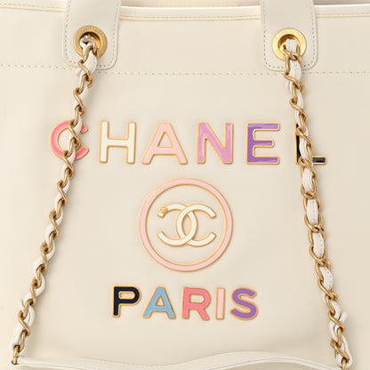 Chanel Calfskin Medium Deauville Tote White Multicolor 8 of 11