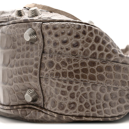 Balenciaga Extra Supple Calfskin Crocodile Embossed Medium Le Cagole Shoulder Bag Medium Grey 11 of 11