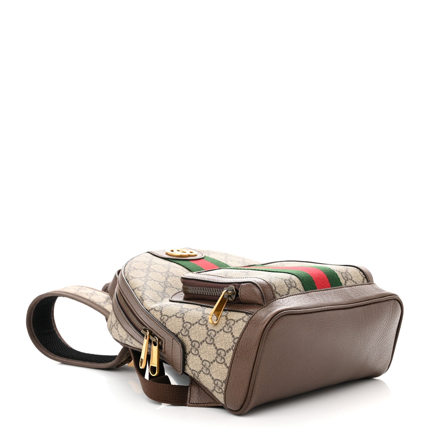 Gucci GG Supreme Monogram Calfskin Web Small Ophidia Day Backpack Beige Ebony New Acero 4 of 12