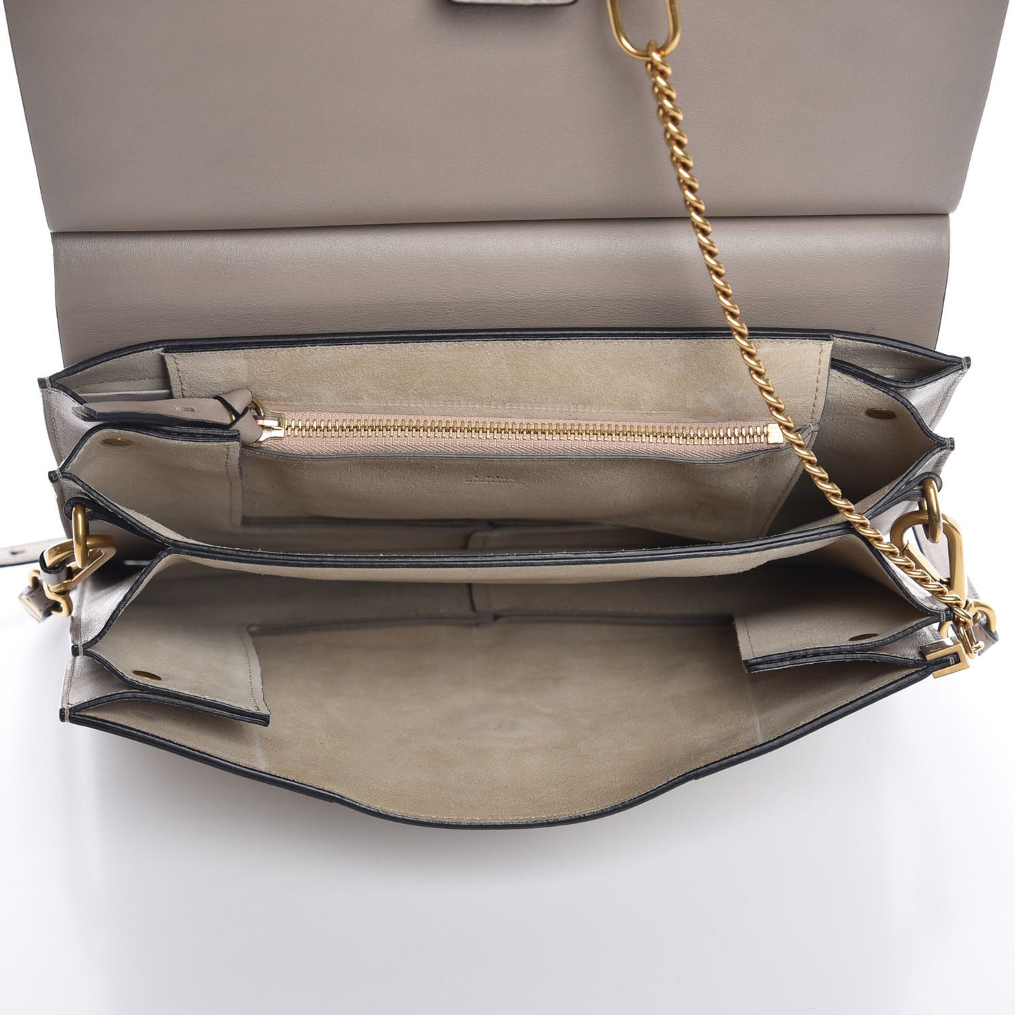 Calfskin Suede Studded Medium Faye Shoulder Bag Motty Grey