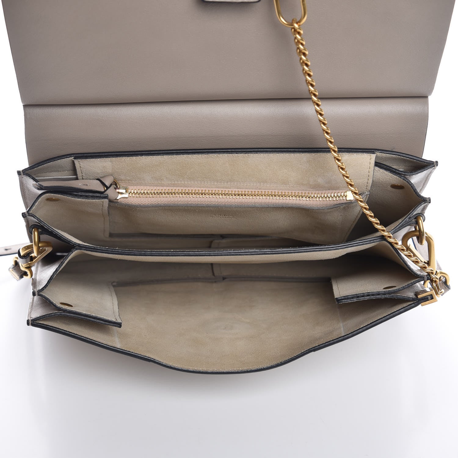 Chloe Calfskin Suede Studded Medium Faye Shoulder Bag Motty Grey 3 of 7