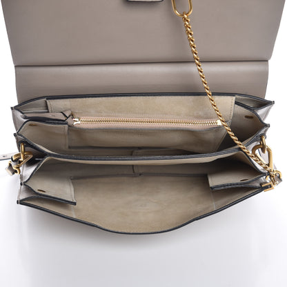 Chloe Calfskin Suede Studded Medium Faye Shoulder Bag Motty Grey 3 of 7