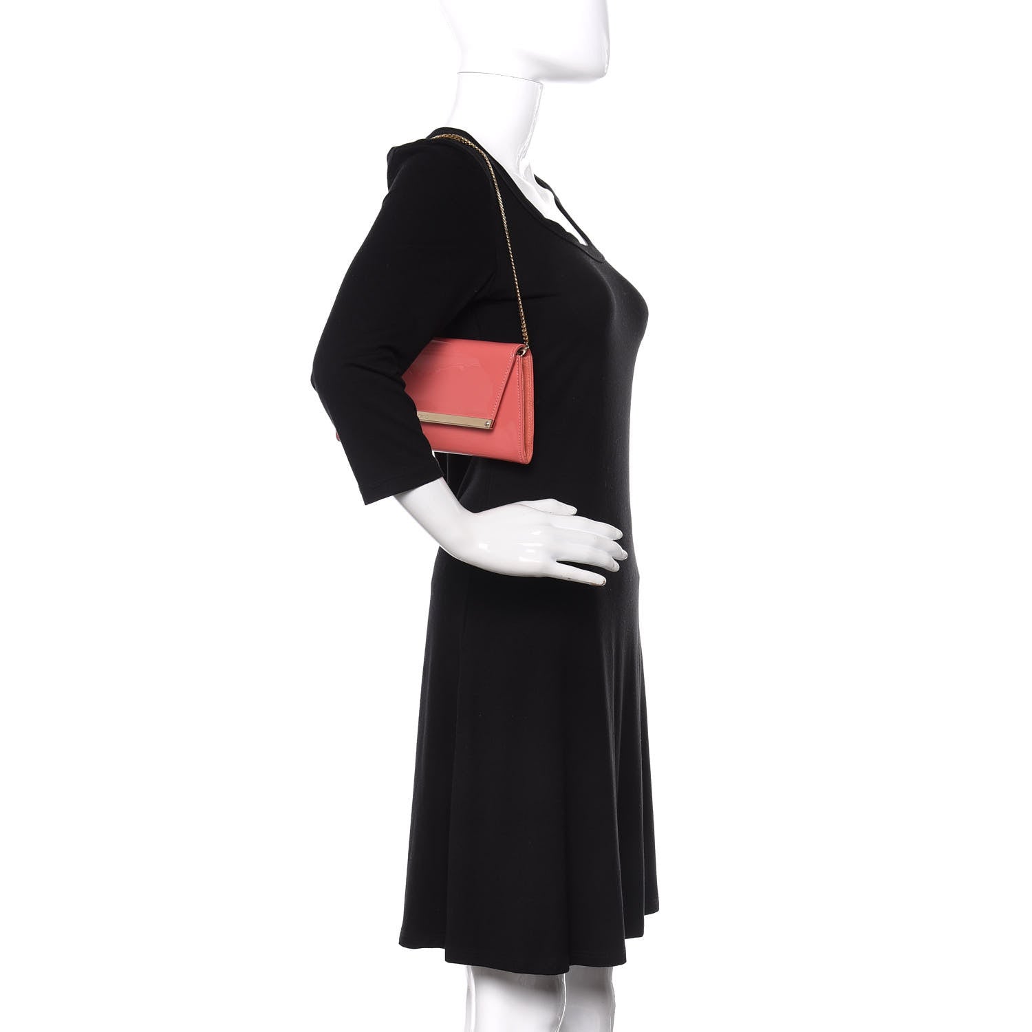 Jimmy Choo Patent Suede Margot Clutch Coral Pink 2 of 9