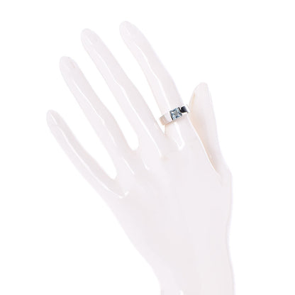 Cartier 18K White Gold Aquamarine Tank Ring 50 52.5 2 of 6