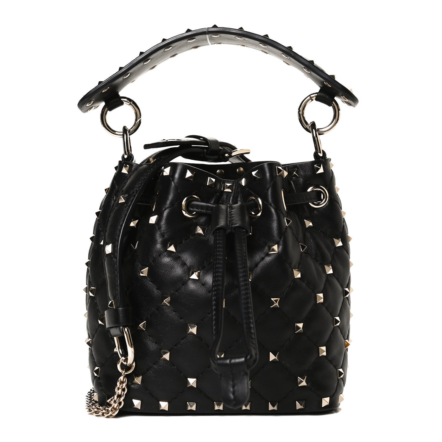 Valentino Garavani Nappa Mini Rockstud Spike Bucket Bag Black 2 of 12