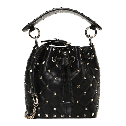 Valentino Garavani Nappa Mini Rockstud Spike Bucket Bag Black 2 of 12