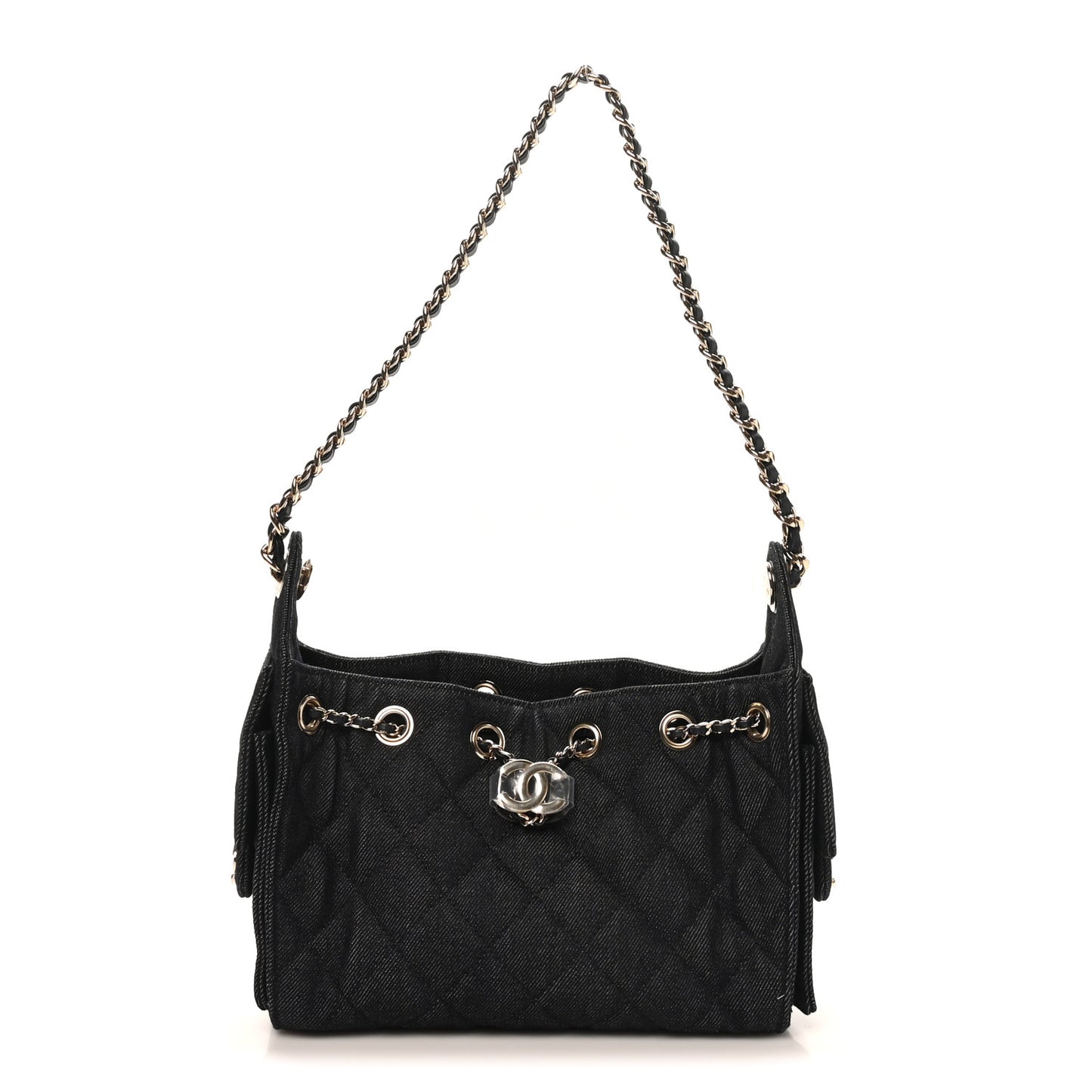 Denim Quilted Mini Chanel 25 Handbag Dark Blue