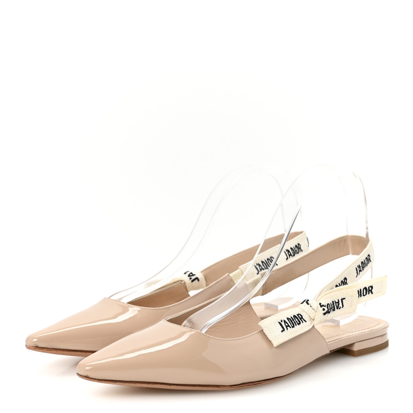 Patent Ribbon J'Adior Slingback Ballet Flats 39 Nude