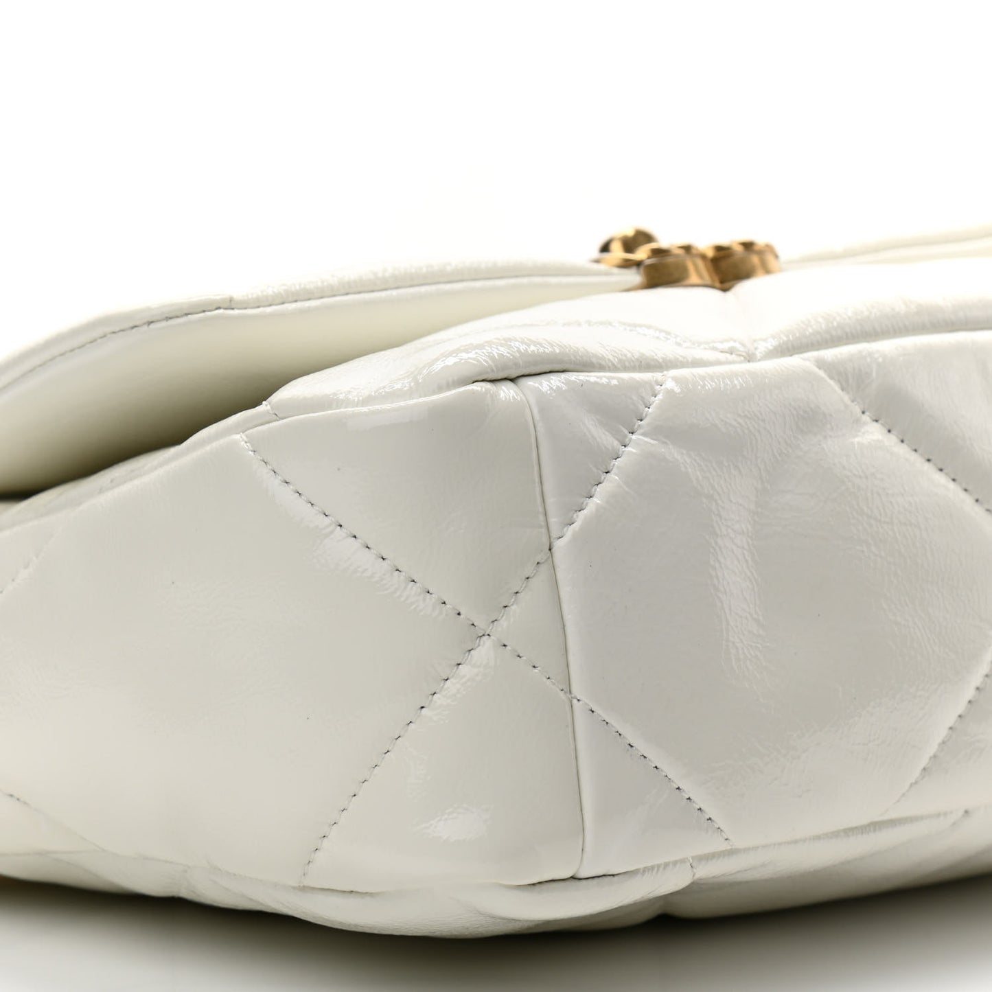 Shiny Crumpled Calfskin Quilted Medium Chanel 19 Flap White