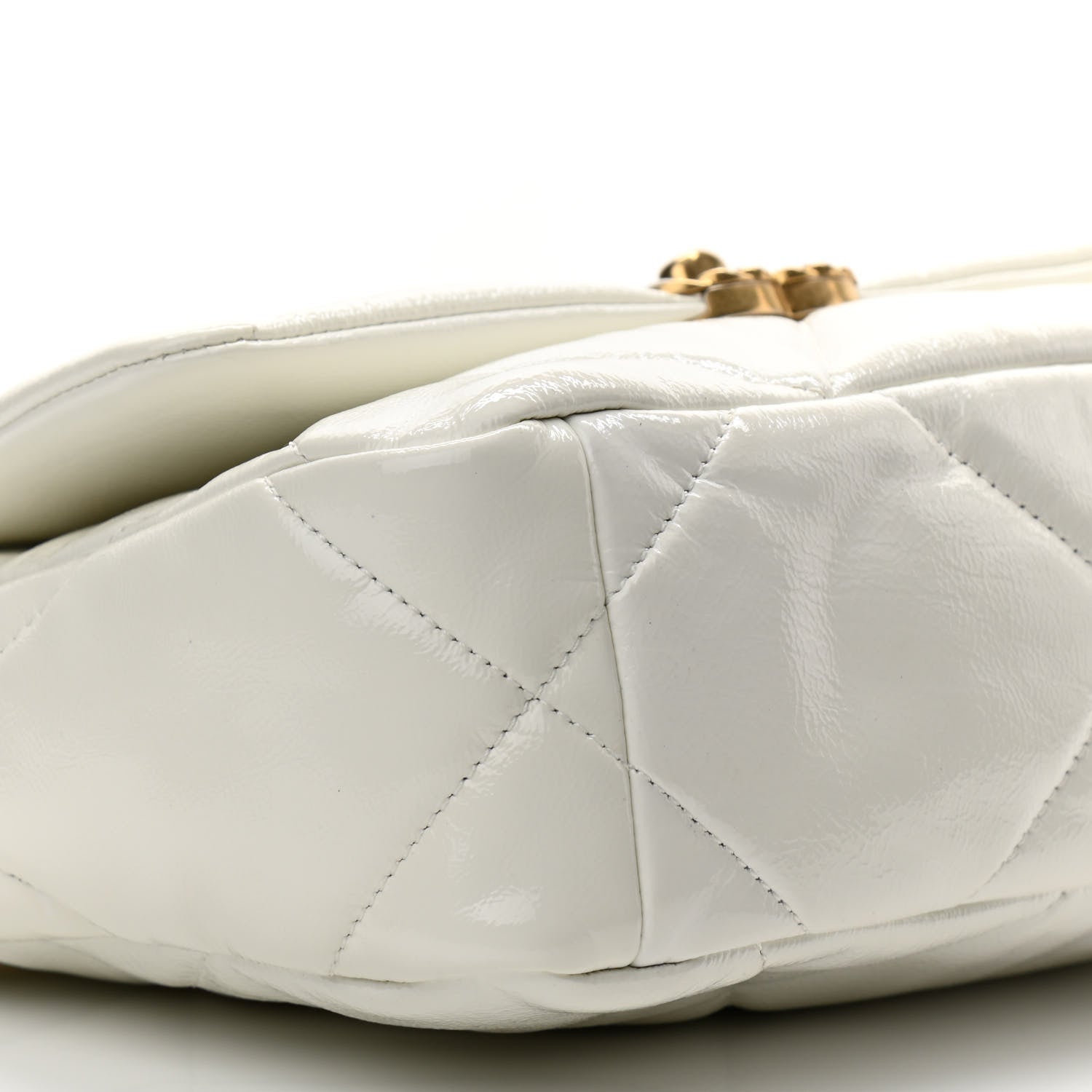 Chanel Shiny Crumpled Calfskin Quilted Medium Chanel 19 Flap White 8 of 16