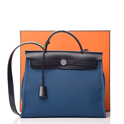 Hermes Military Toile Vache Hunter Zip 31 PM Deep Bleu 11 of 11