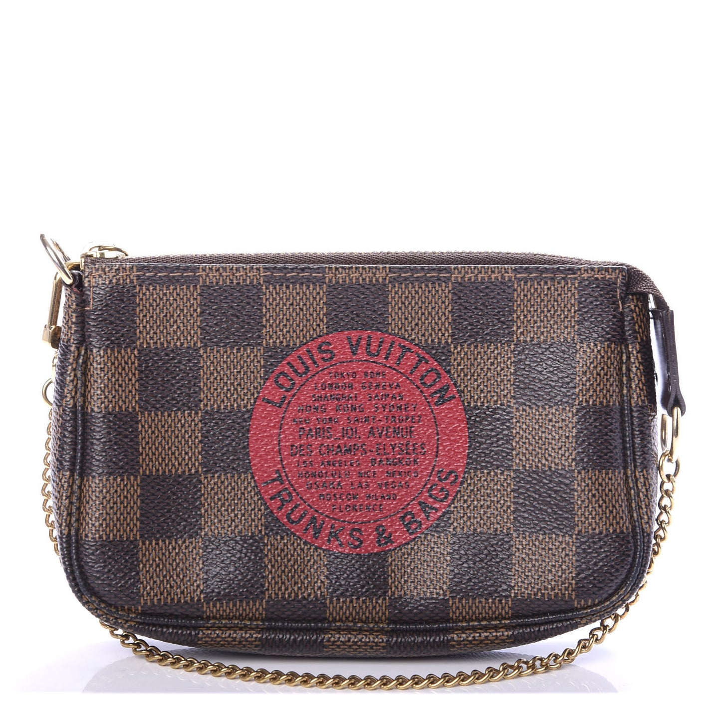 Damier Ebene Complice Trunks and Bags Mini Pochette Accessories Red