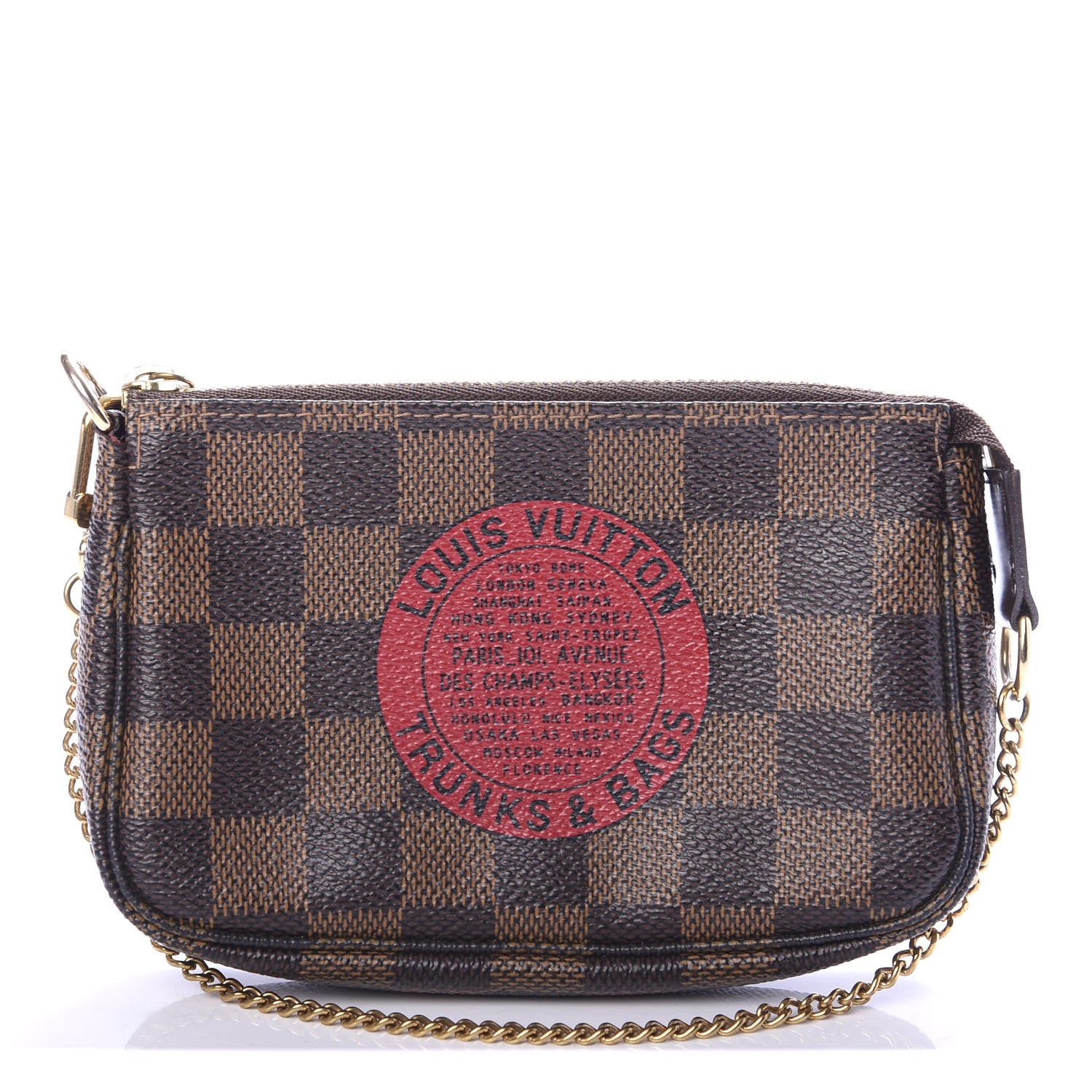 Louis Vuitton Damier Ebene Complice Trunks and Bags Mini Pochette Accessories Red 1 of 8