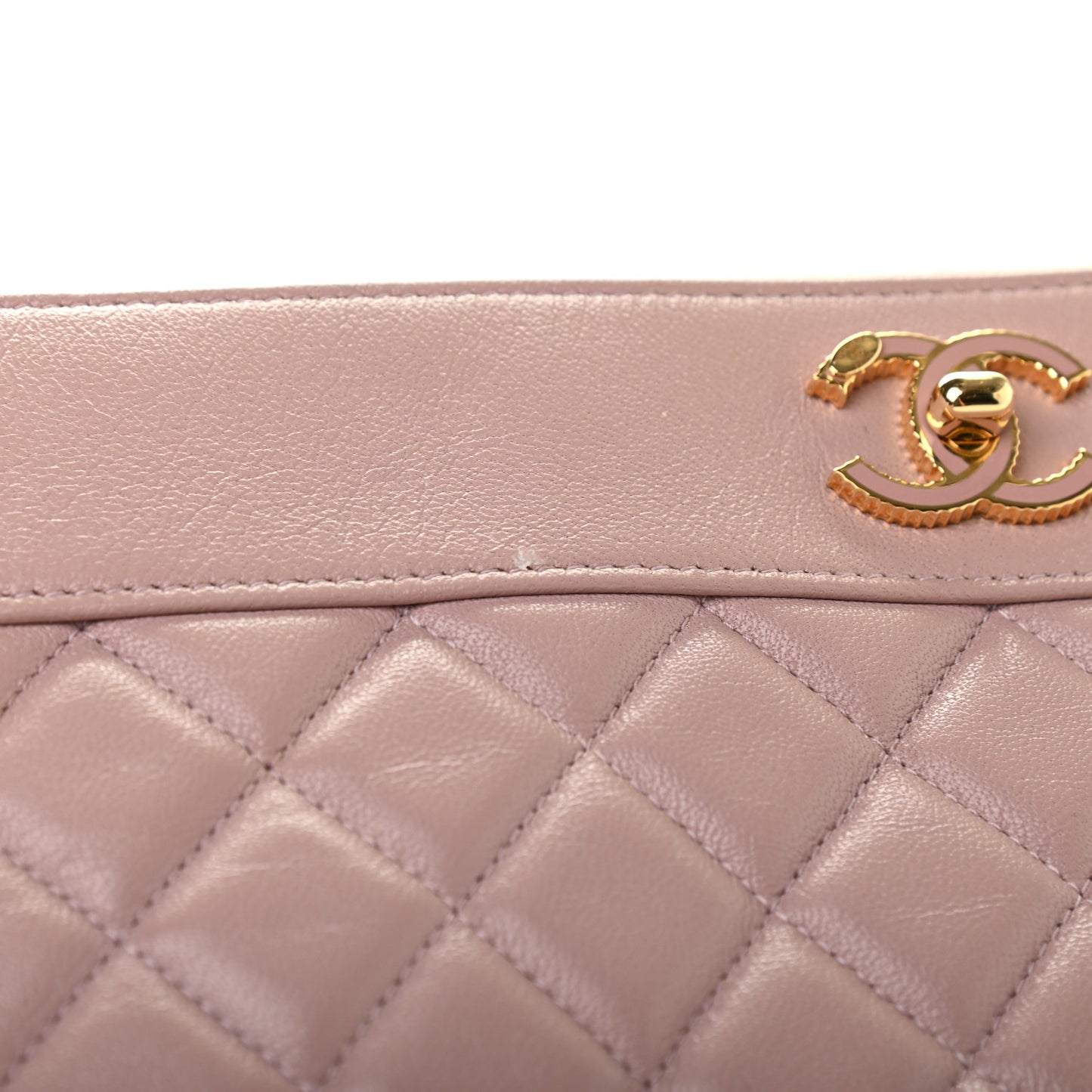 Lambskin Quilted Large Vintage Mademoiselle Cosmetic Case Pink