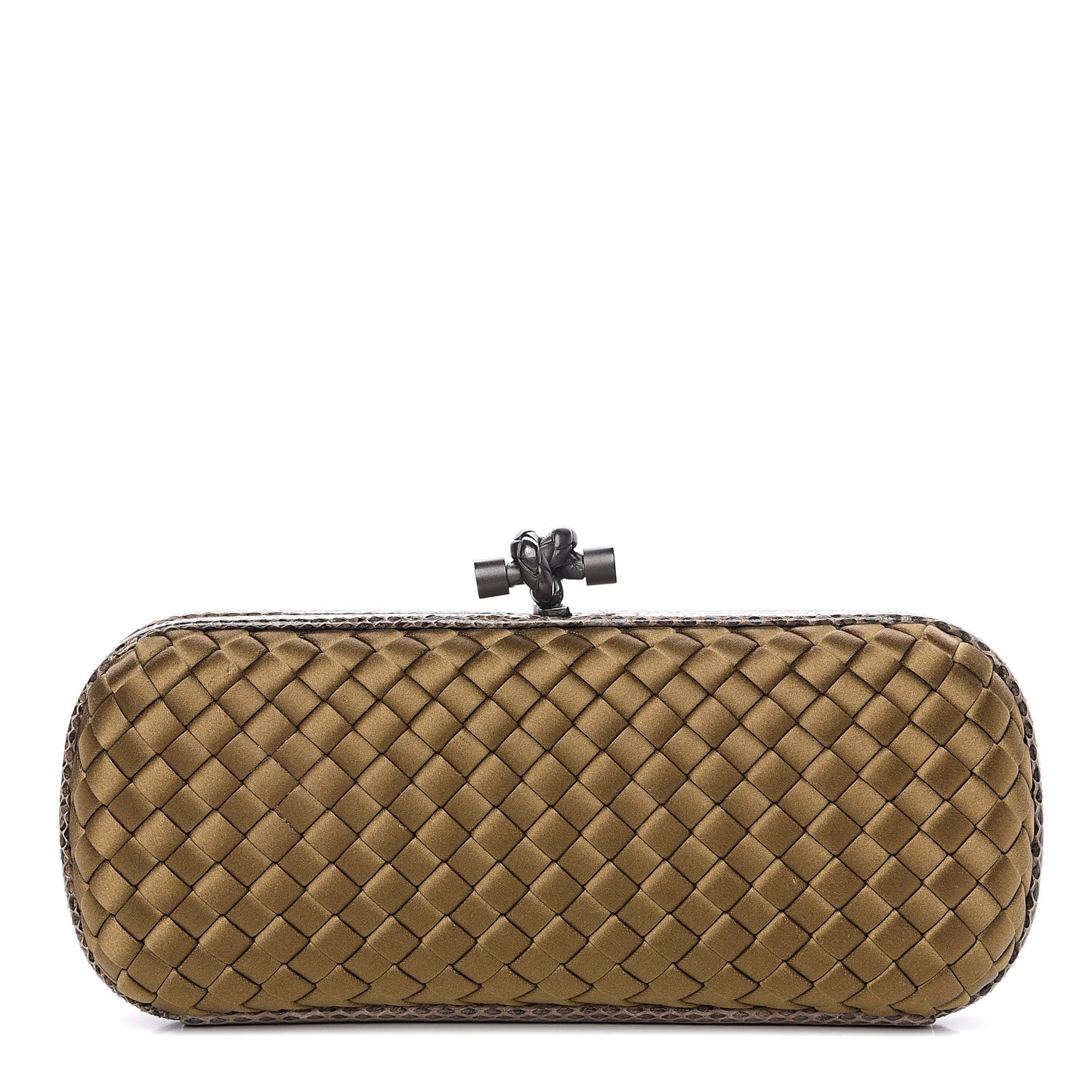 Satin Intreccio Impero Ayers Stretch Knot Clutch Light Brown