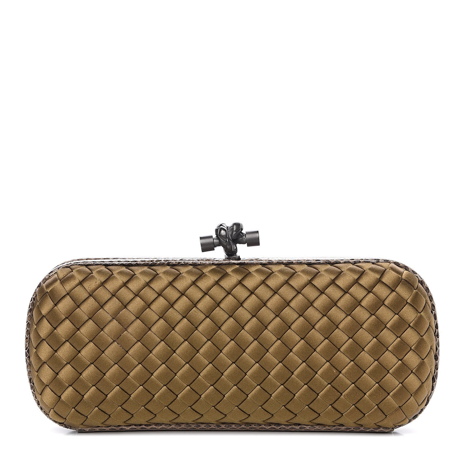 Bottega Veneta Satin Intreccio Impero Ayers Stretch Knot Clutch Light Brown 1 of 11