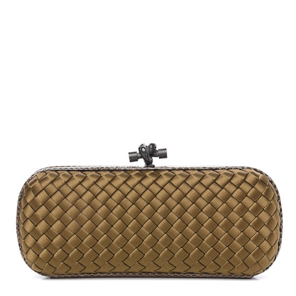 Bottega Veneta Satin Intreccio Impero Ayers Stretch Knot Clutch Light Brown 1 of 11