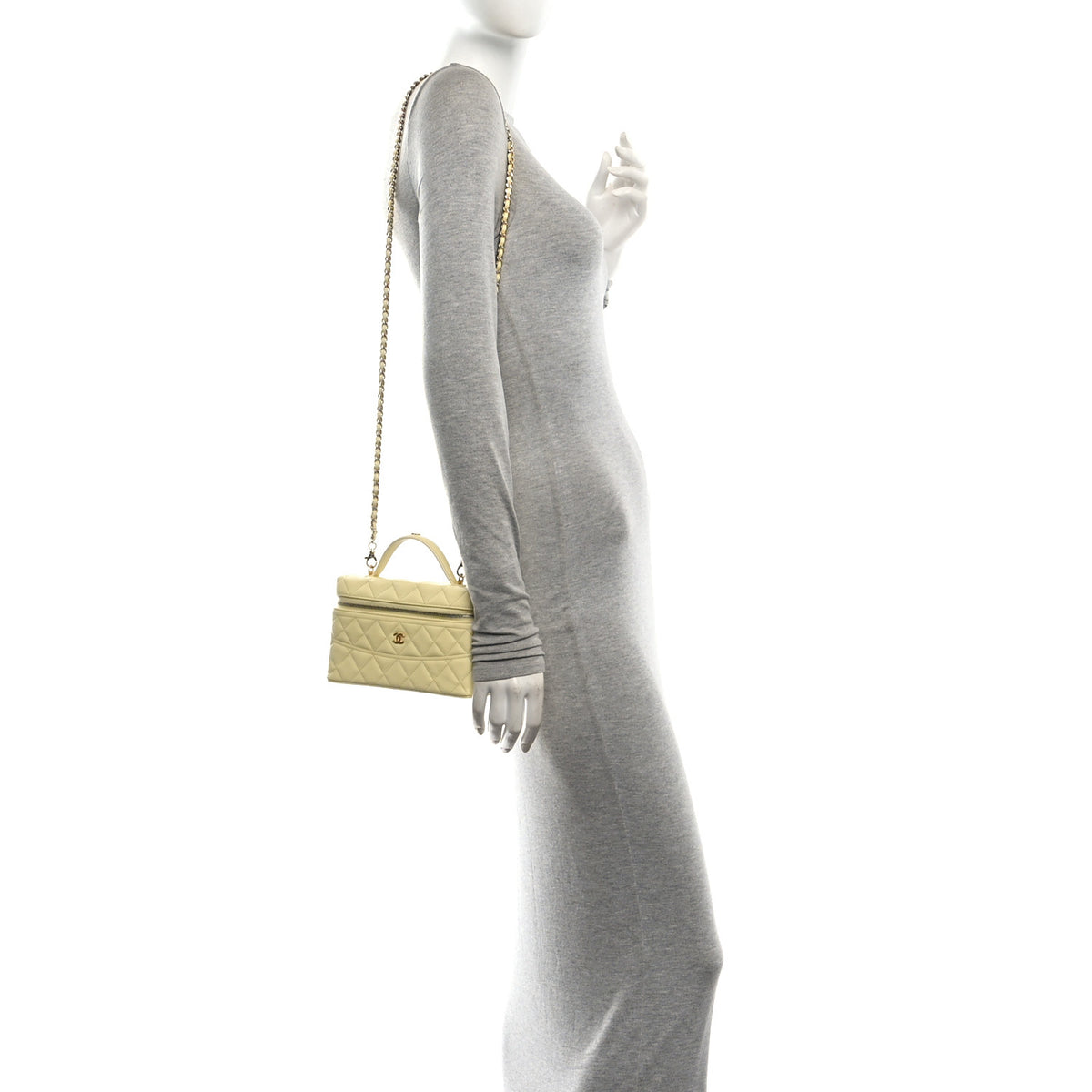 Chanel Caviar Quilted Trendy Handle Slim Vanity Light Yellow 2 of 11